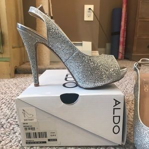 Silver Peep Toe Slingbacks